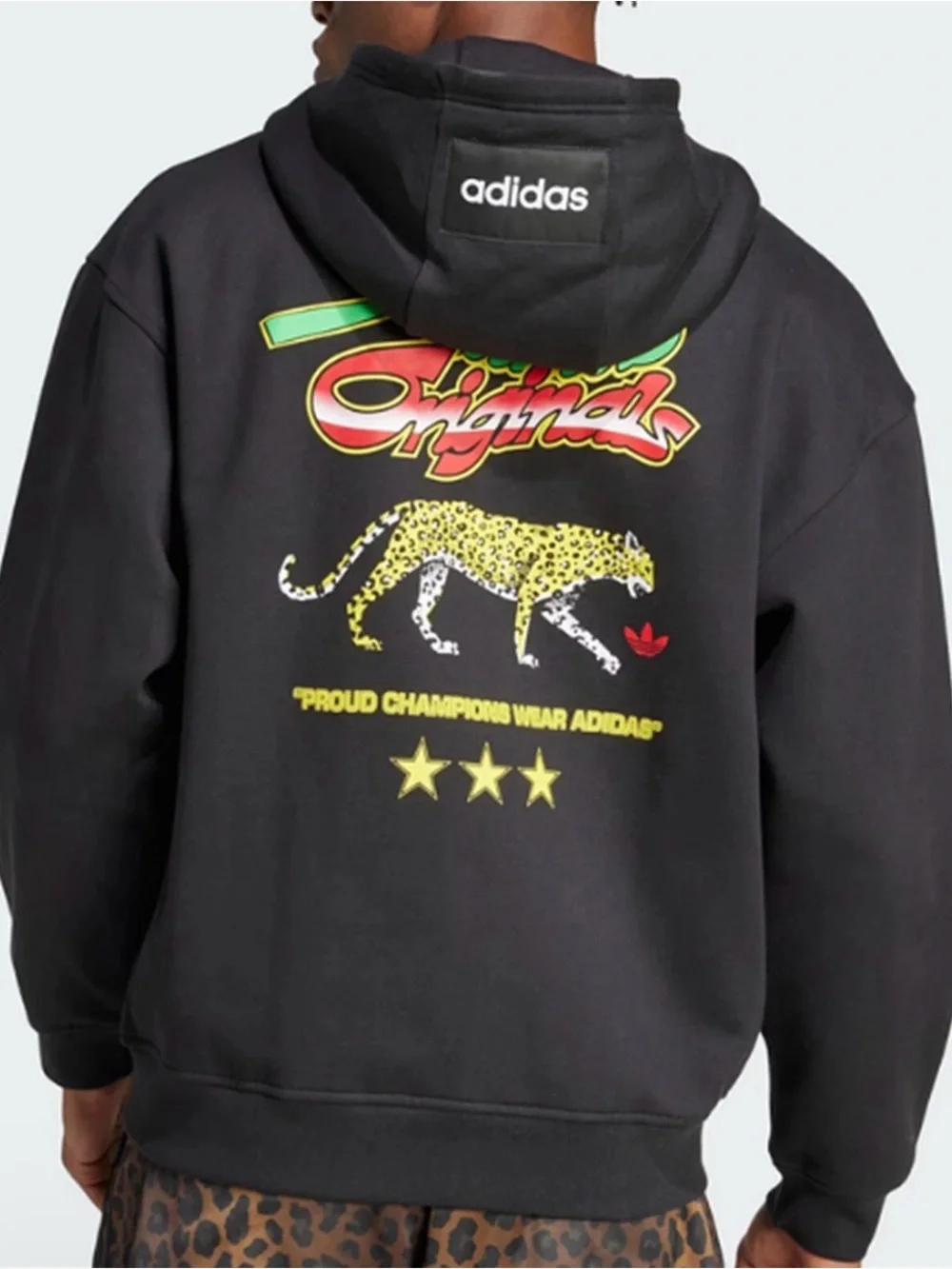 Adidas Originals Champions Graphic Hoodie Leopard Graphic Men's Size Medium
